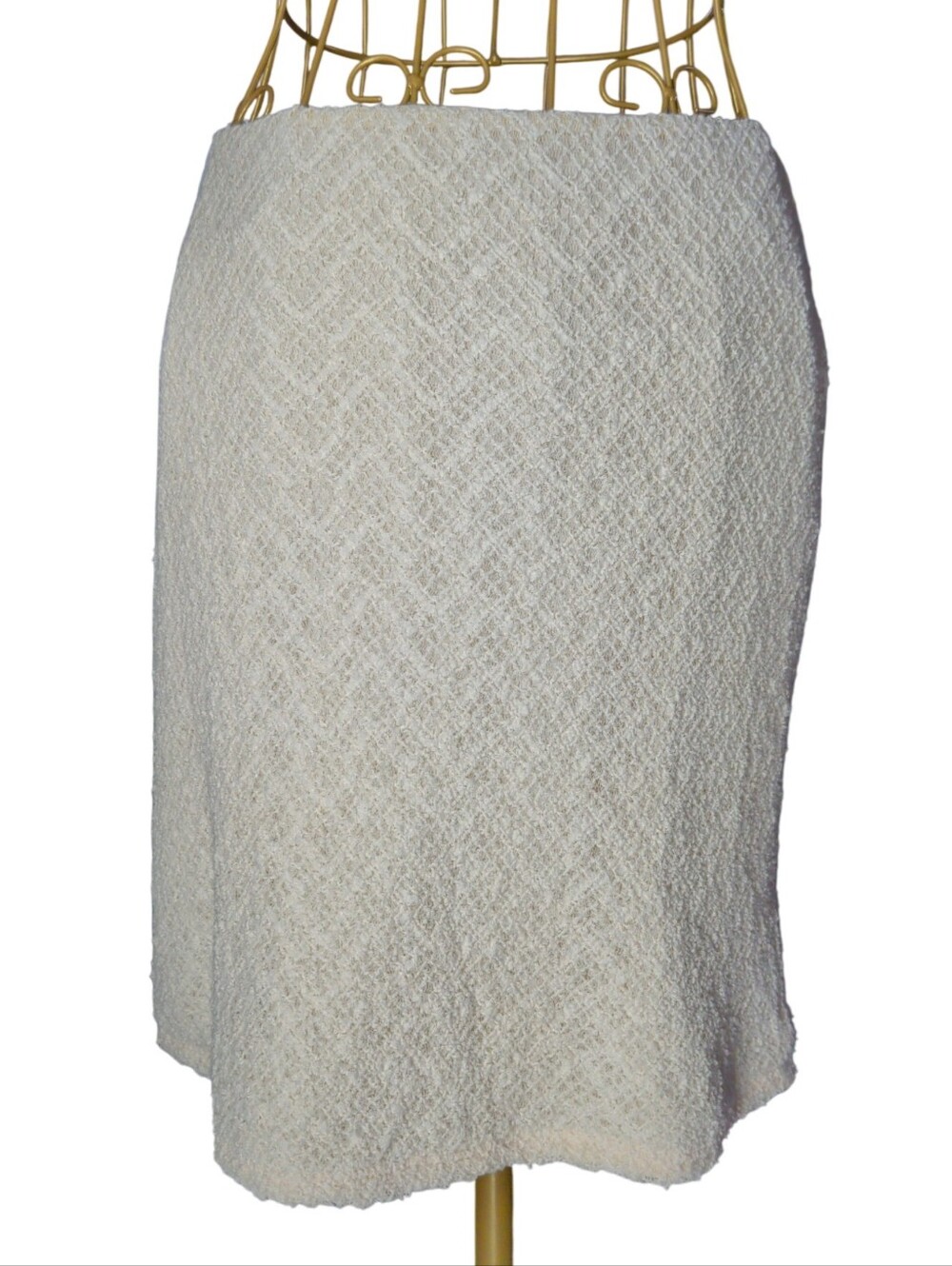 Pins and Needles Cream Textured Knit Pencil Skirt Exposed Zipper Size M